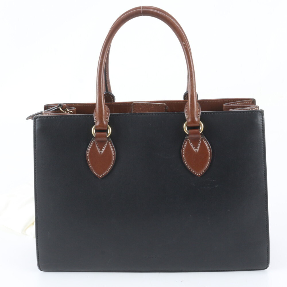 Gucci 409531 Leather Tote Bag Shoulder Handbag Black Brown Women's
